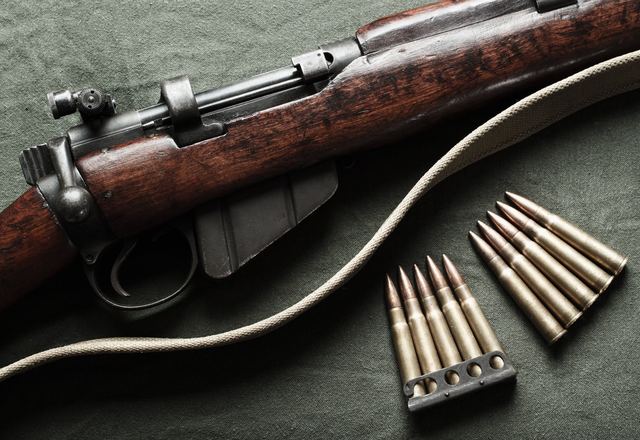 A row of collectable rifles