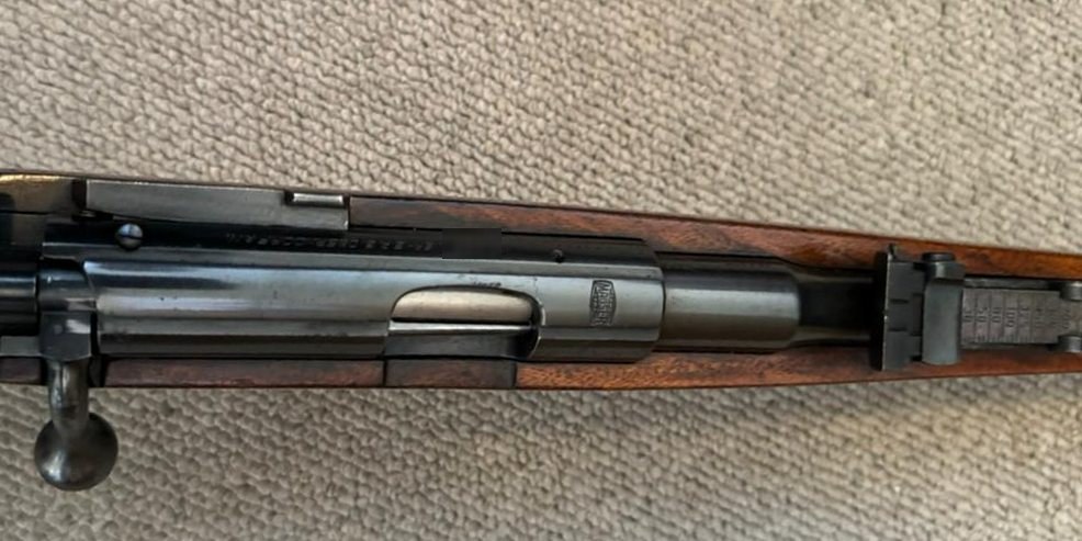 A Mauser bolt action photographed from above